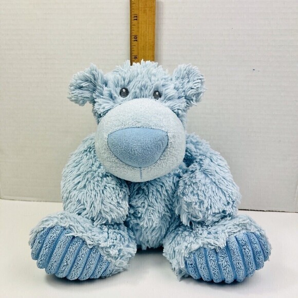 Aurora Baby Light Blue Polar Bear Plush Shaggy Floppy Ribbed Feet Stuffed Animal - Picture 9 of 16